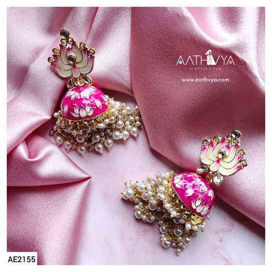 LOTUS STUD JHUMKAS - AE2155