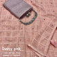 LINEN VELVET CHECKERED SAREE - AS1473