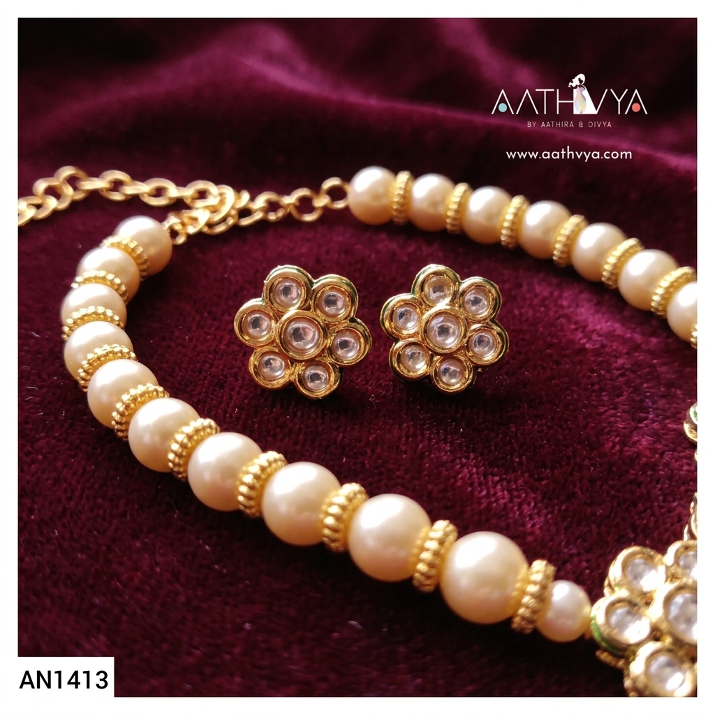 KUNDAN PEARL CHOKER - AN1413
