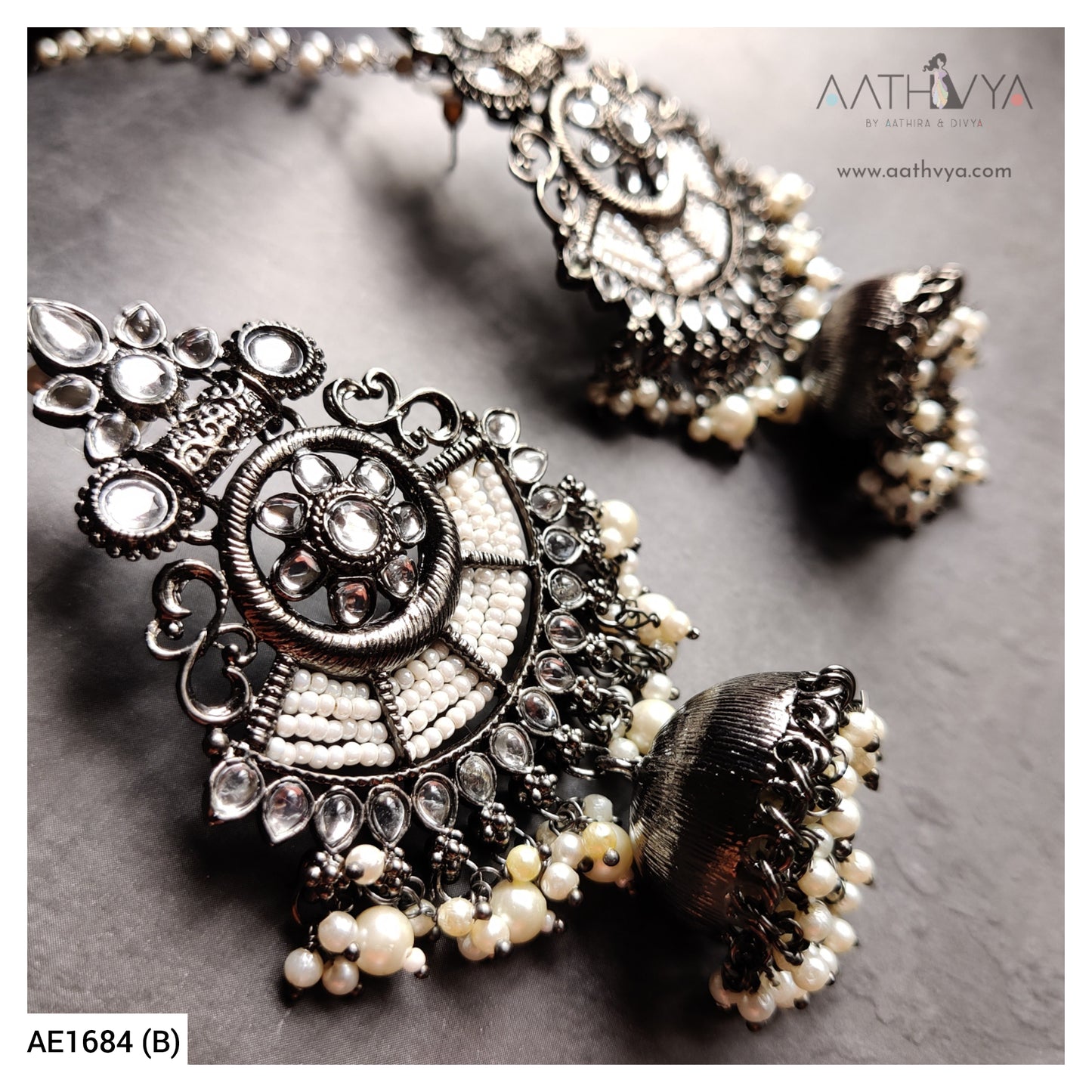 GUNMETAL POLISHED JHUMKA - AE1684 (B)