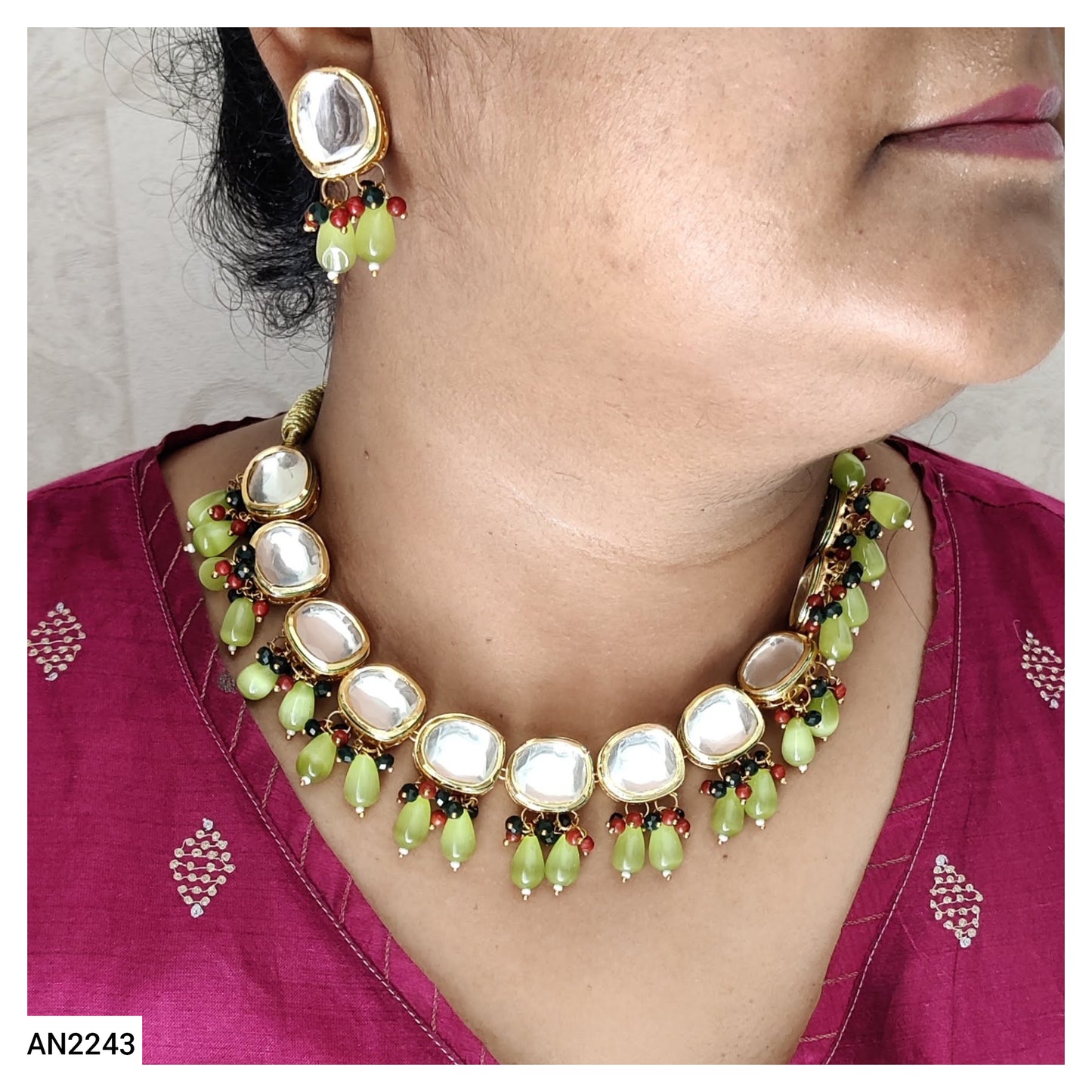 MONALISA BEADED KUNDAN SET - AN2243