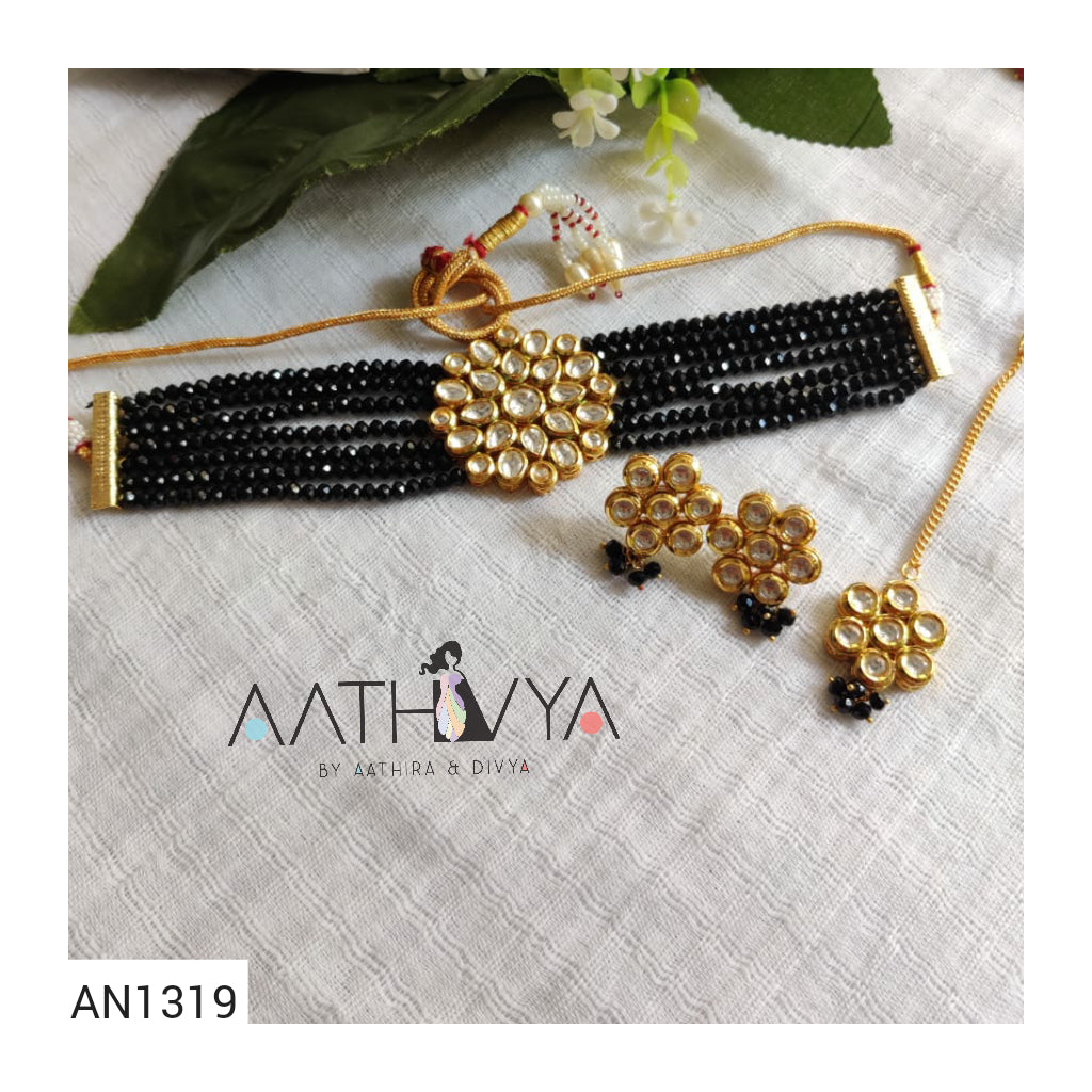BEADED KUNDAN SET - AN1319