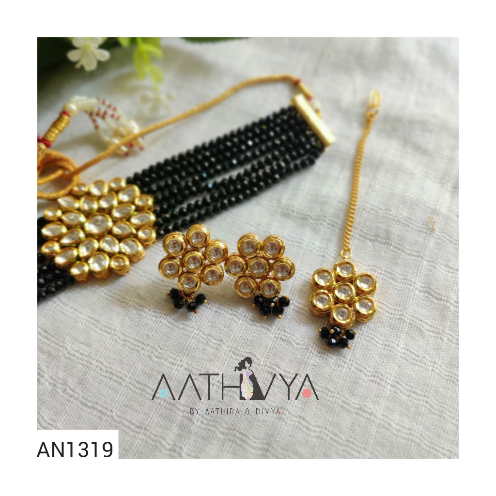 BEADED KUNDAN SET - AN1319