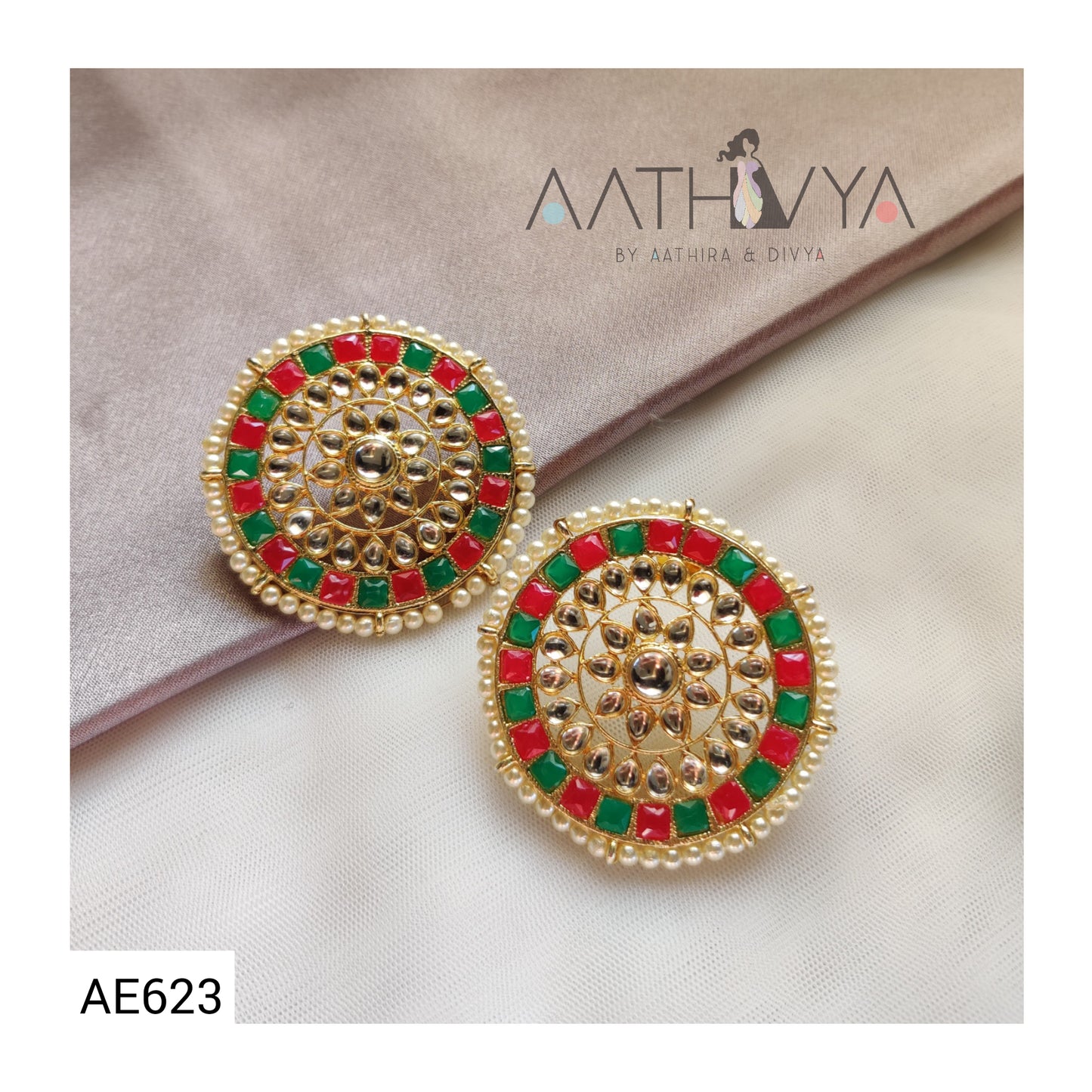 OVERSIZED DABI KUNDAN STUD - AE623