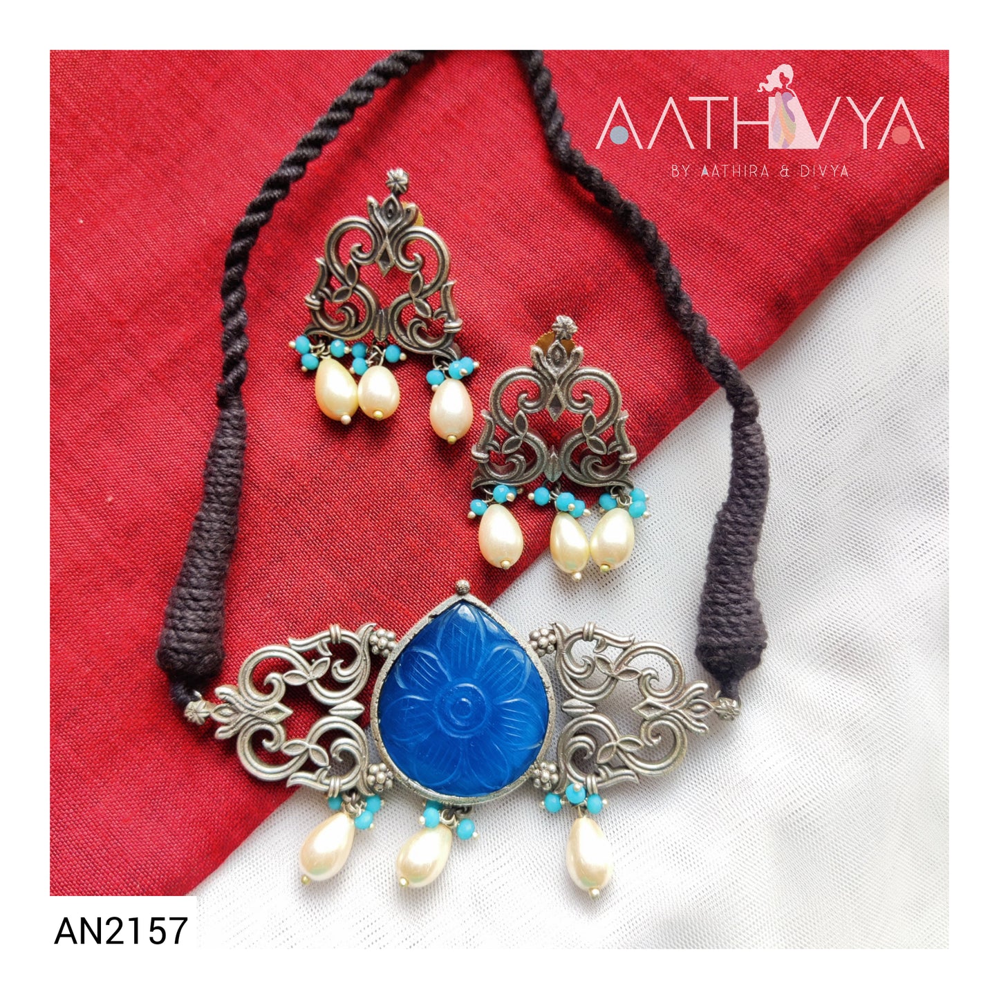 CARVED CABOCHON CHOKER SET - AN2157