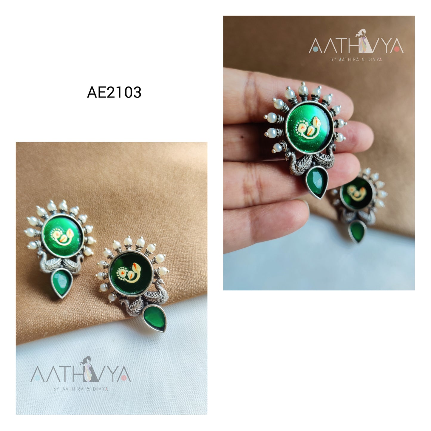 GLASS PEACOCK EARRING - AE2103