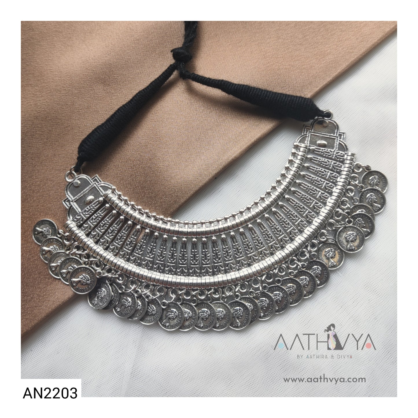 OXIDISED COIN NECKLACE - AN2203