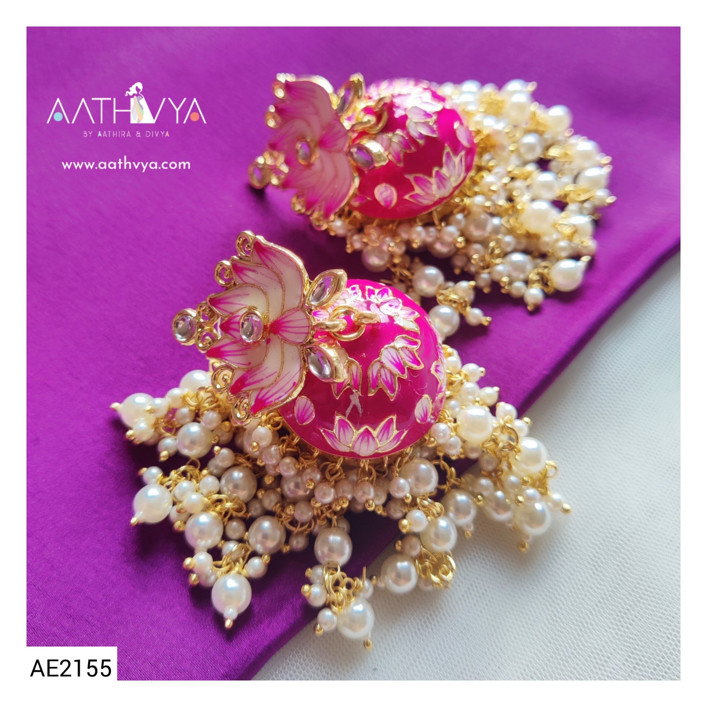 LOTUS STUD JHUMKAS - AE2155