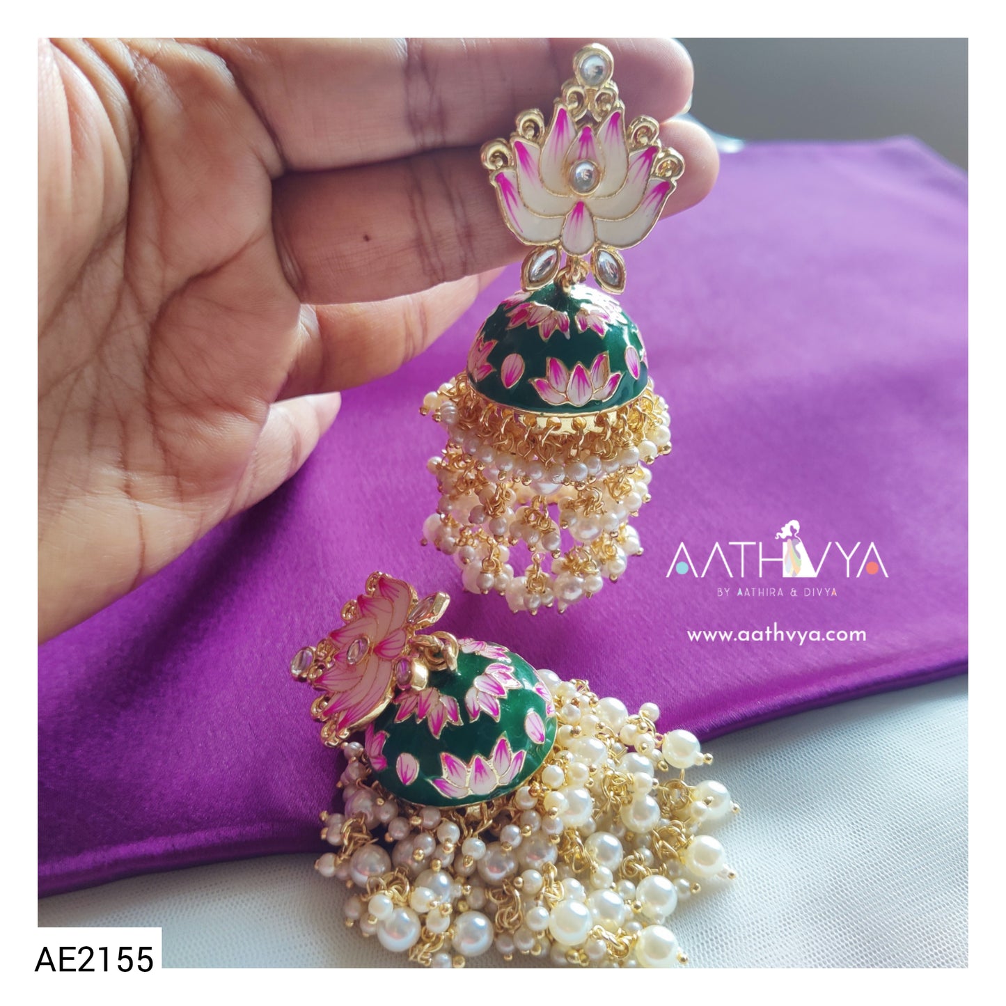 LOTUS STUD JHUMKAS - AE2155