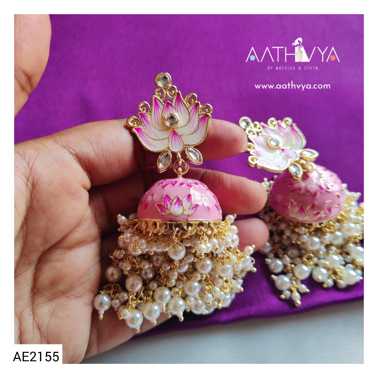 LOTUS STUD JHUMKAS - AE2155