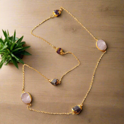 ROSE QUARTZ-AMETHYST CHAIN - AN1260