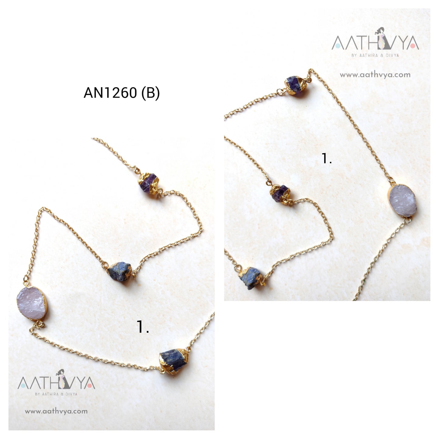ROSE QUARTZ-AMETHYST CHAIN - AN1260