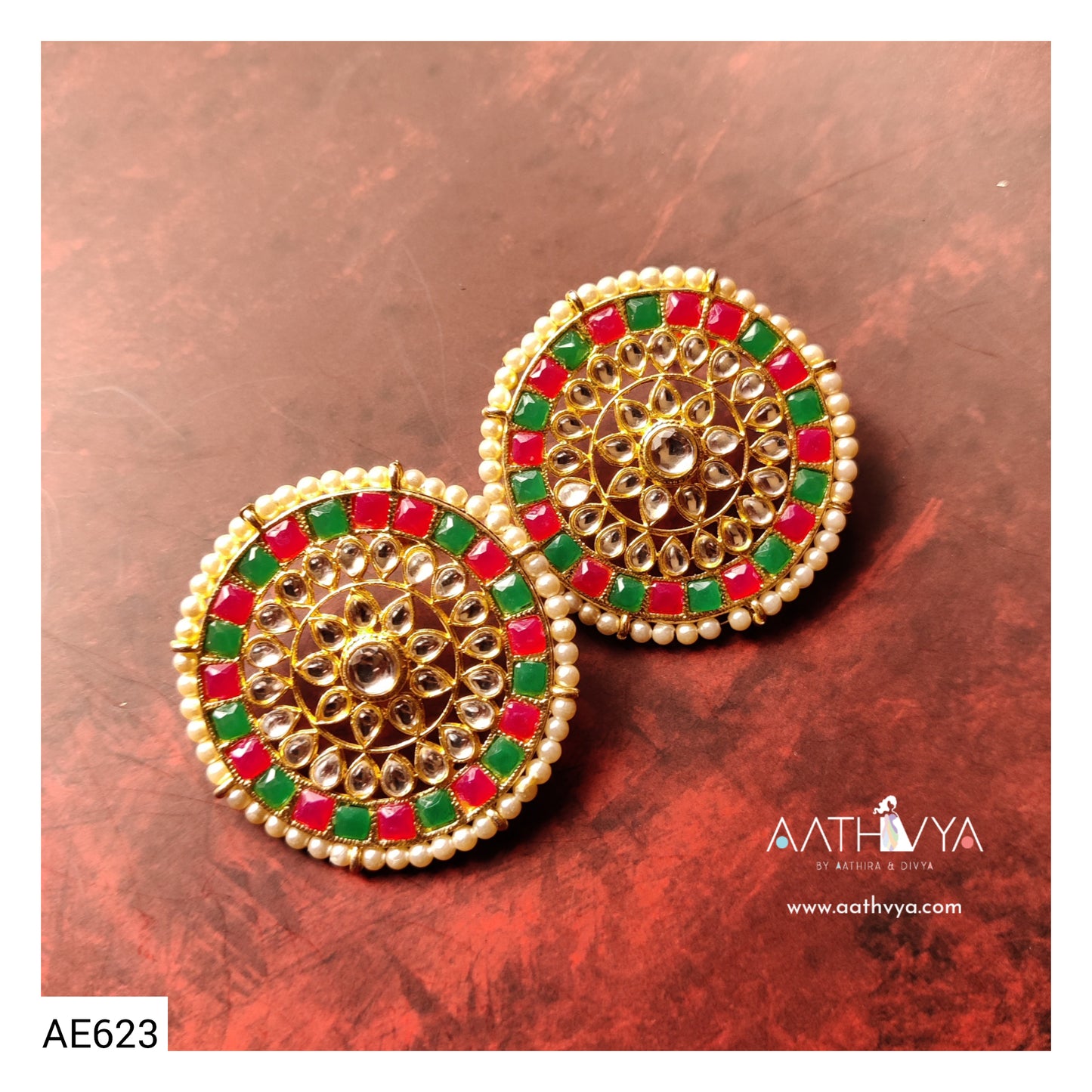 OVERSIZED DABI KUNDAN STUD - AE623