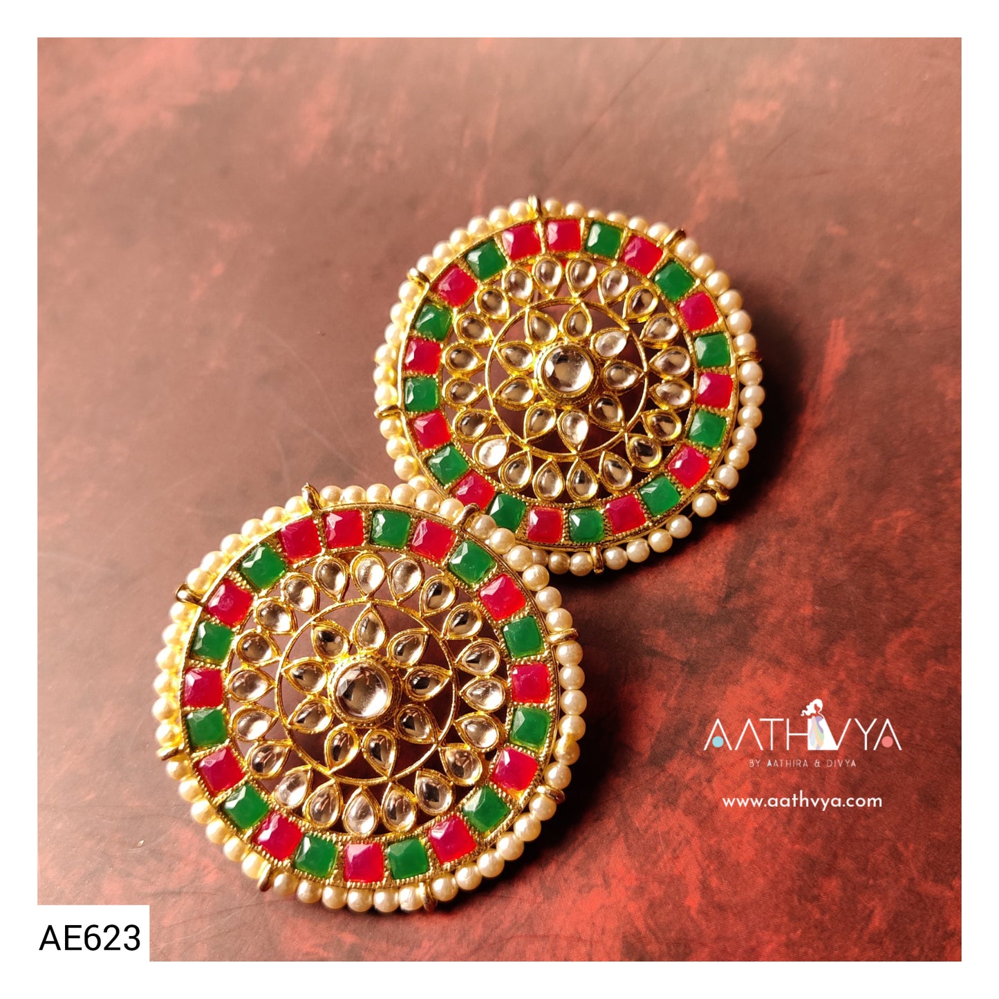 OVERSIZED DABI KUNDAN STUD - AE623