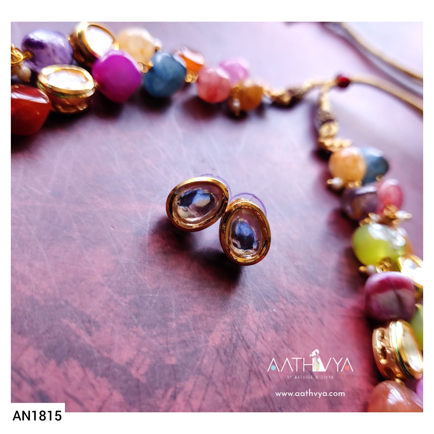 MULTICOLOURED ONYX  & KUNDAN SET - AN1815