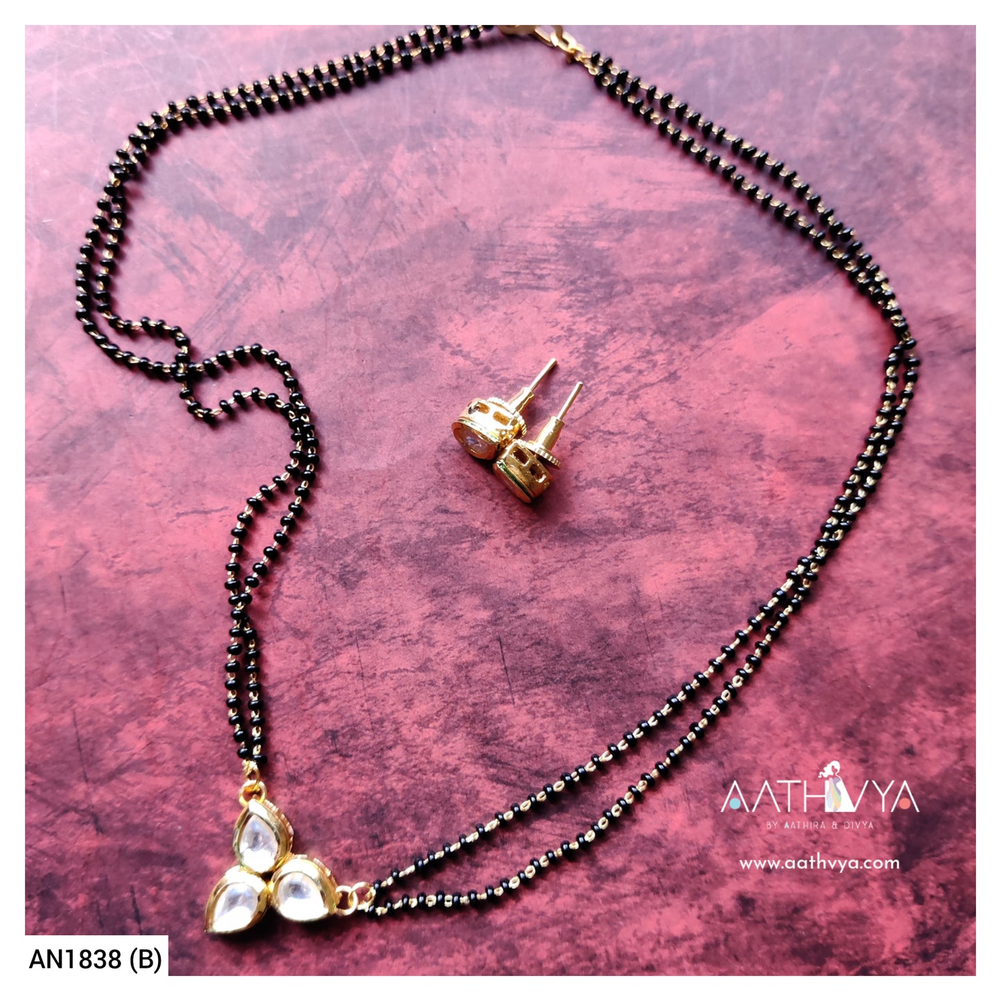 TRI KUNDAN PENDANT MANGALSUTRA SET -AN1838 (B)
