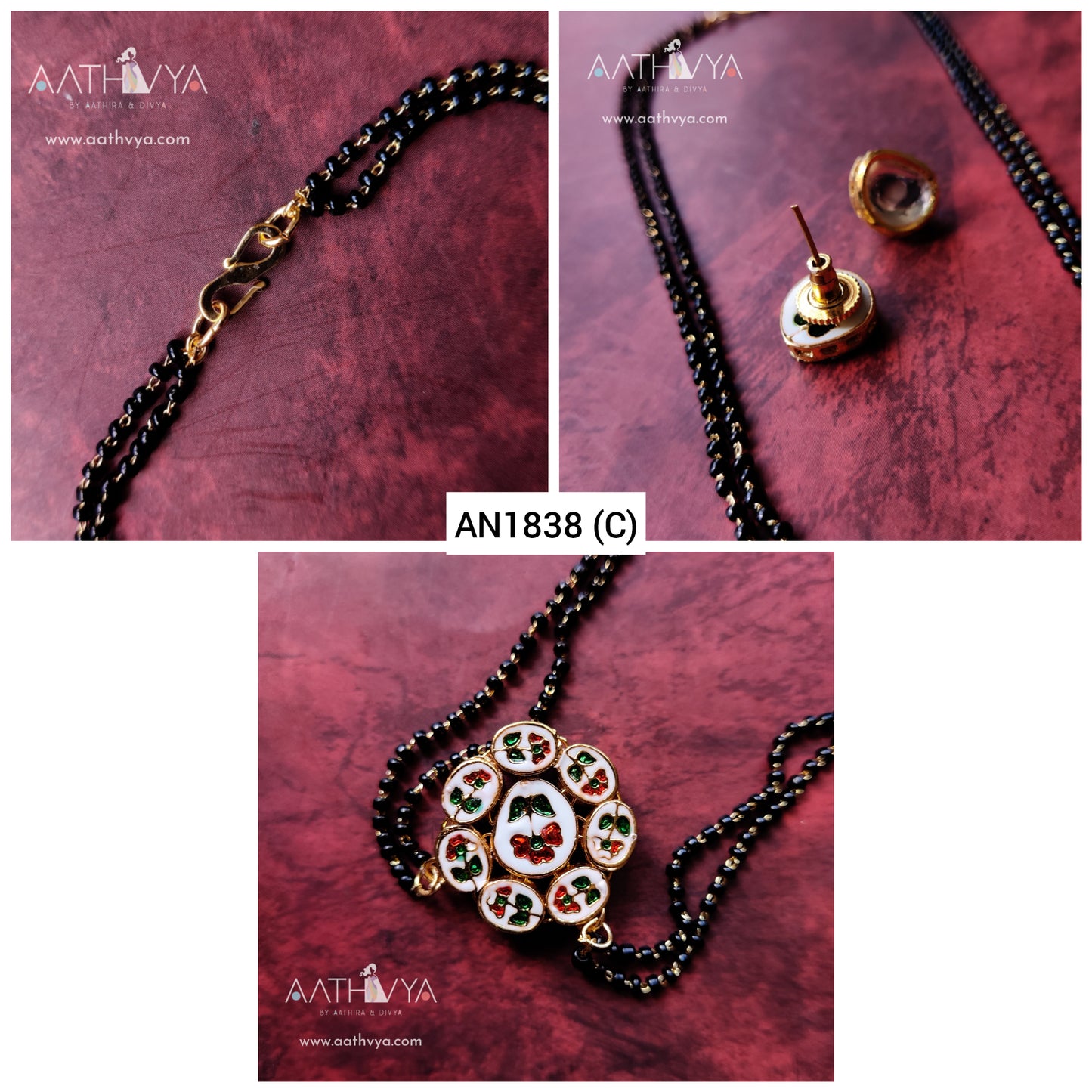 FLOWER KUNDAN PENDANT MANGALSUTRA SET - AN1838 (C)