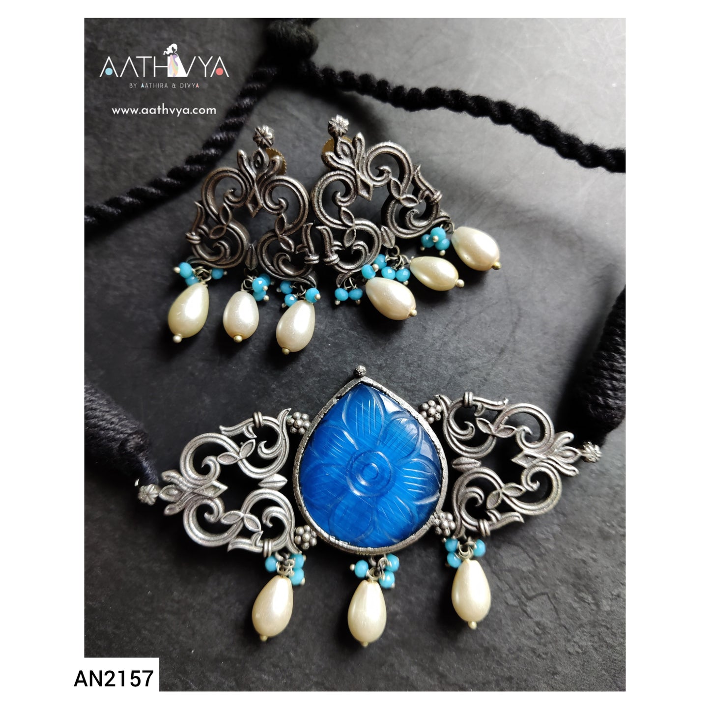 CARVED CABOCHON CHOKER SET - AN2157