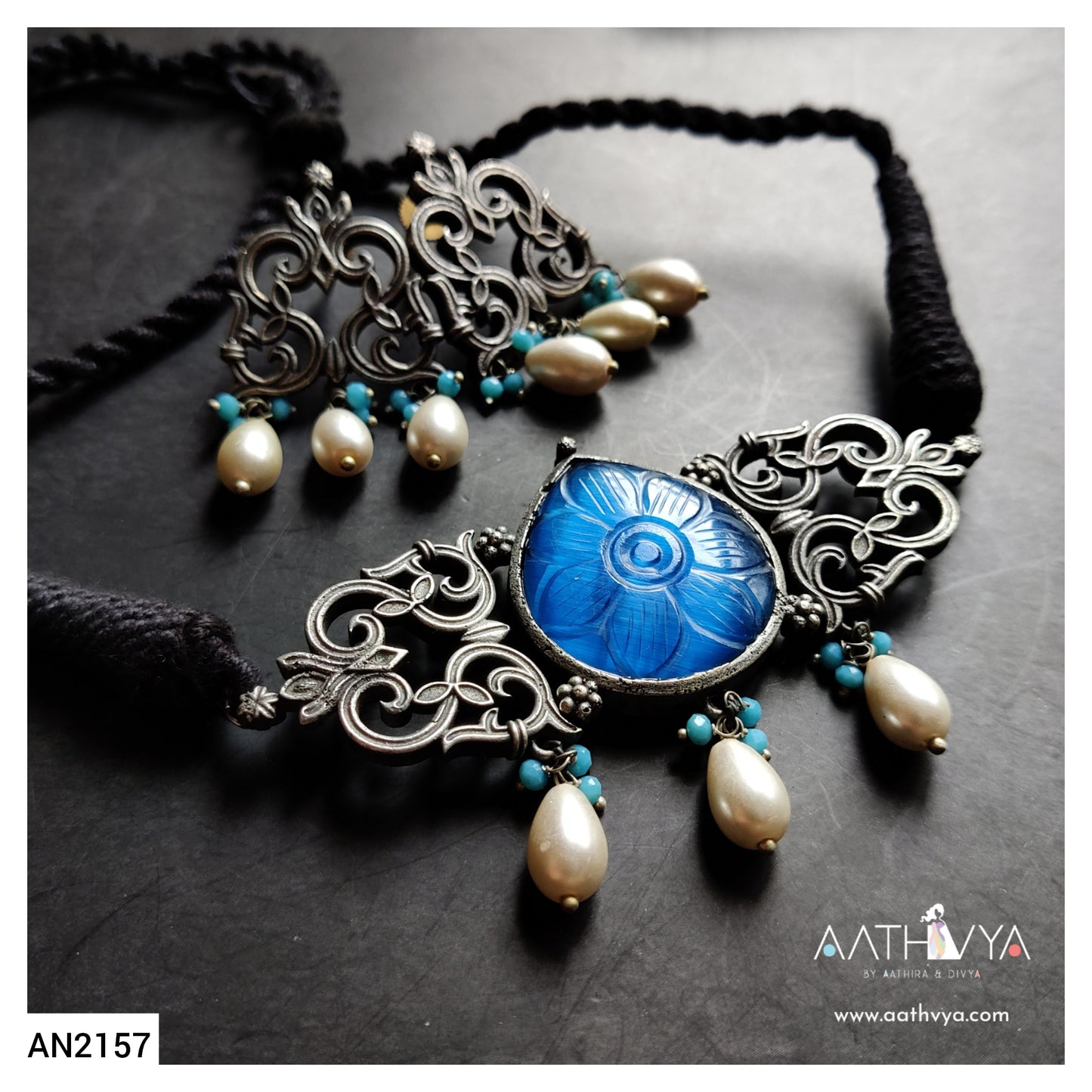 CARVED CABOCHON CHOKER SET - AN2157