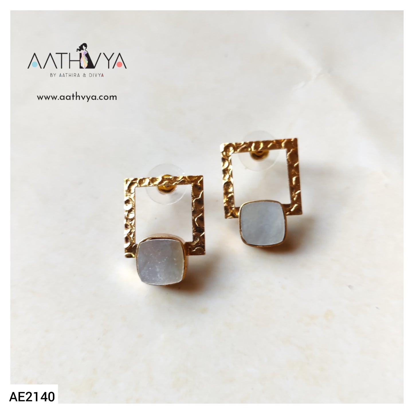 MOTHER OF PEARL SQUARE EARRINGS - AE2140